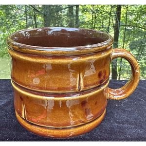 MCM Lord Nelson Pottery Brown Bamboo Mug Made in England Coffee Cup -S48